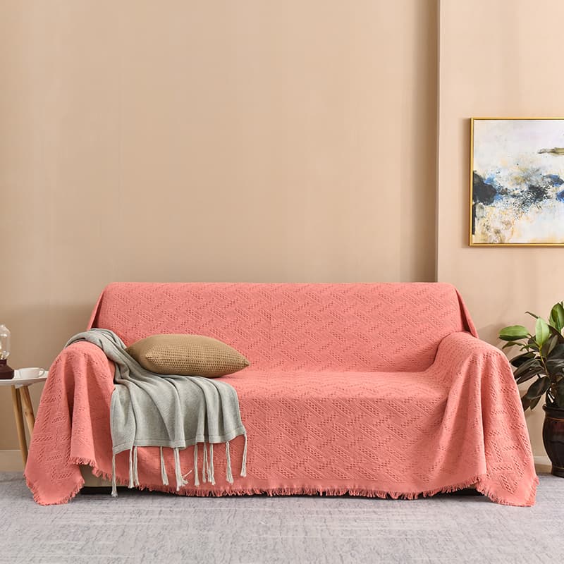 ソファーカバー 幾何学模様織りフリンジ付きマルチカバー